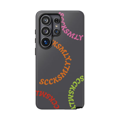 Y2K Wavy Script Tough Case for Samsung- Gray