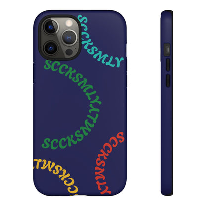 Y2K Wavy Script Tough Case for Apple- Navy Blue