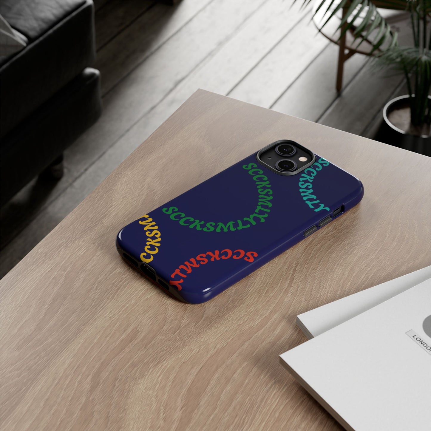 Y2K Wavy Script Tough Case for Apple- Navy Blue