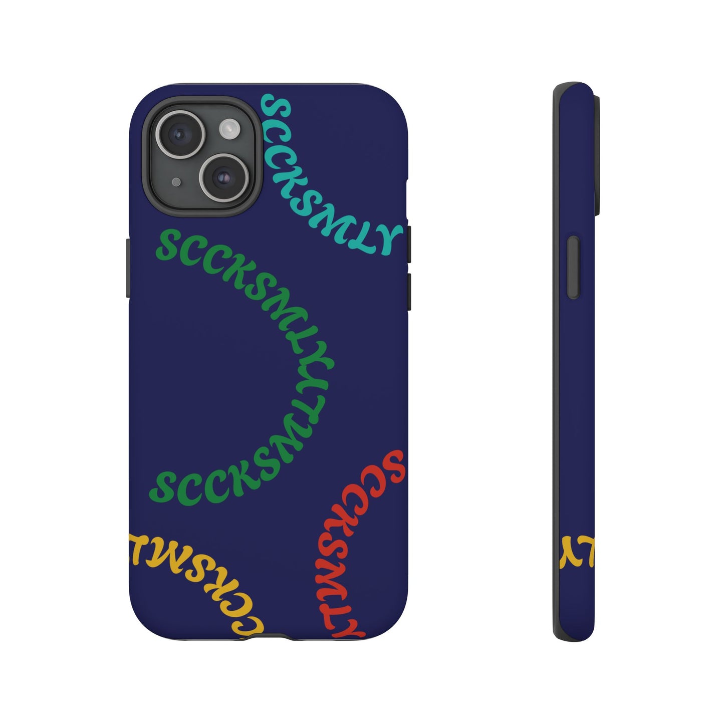 Y2K Wavy Script Tough Case for Apple- Navy Blue