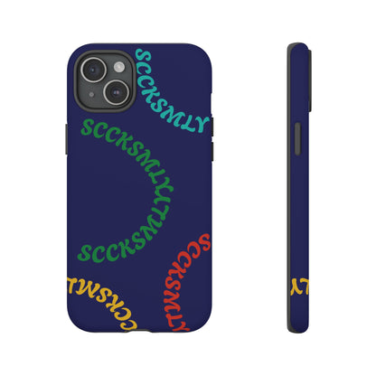 Y2K Wavy Script Tough Case for Apple- Navy Blue
