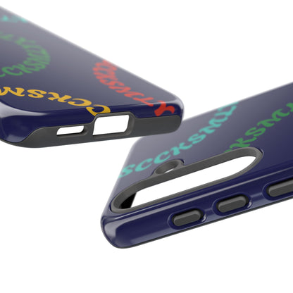 Y2K Wavy Script Tough Case for Samsung- Navy Blue