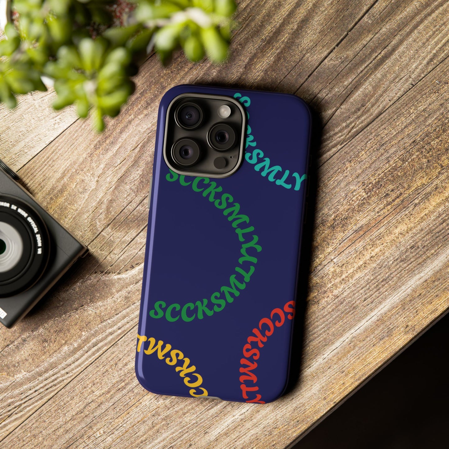 Y2K Wavy Script Tough Case for Apple- Navy Blue
