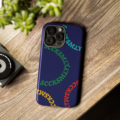 Y2K Wavy Script Tough Case for Apple- Navy Blue