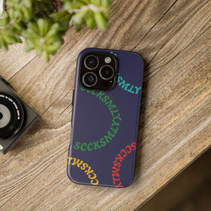 Y2K Wavy Script Tough Case for Apple- Navy Blue