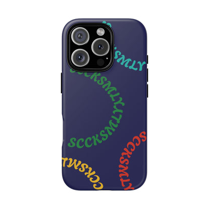 Y2K Wavy Script Tough Case for Apple- Navy Blue