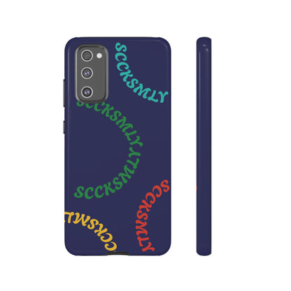 Y2K Wavy Script Tough Case for Samsung- Navy Blue