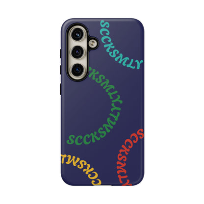 Y2K Wavy Script Tough Case for Samsung- Navy Blue