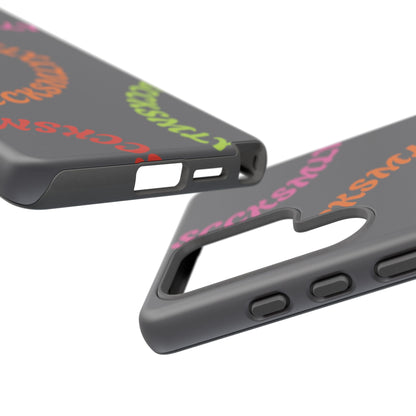 Y2K Wavy Script Tough Case for Samsung- Gray