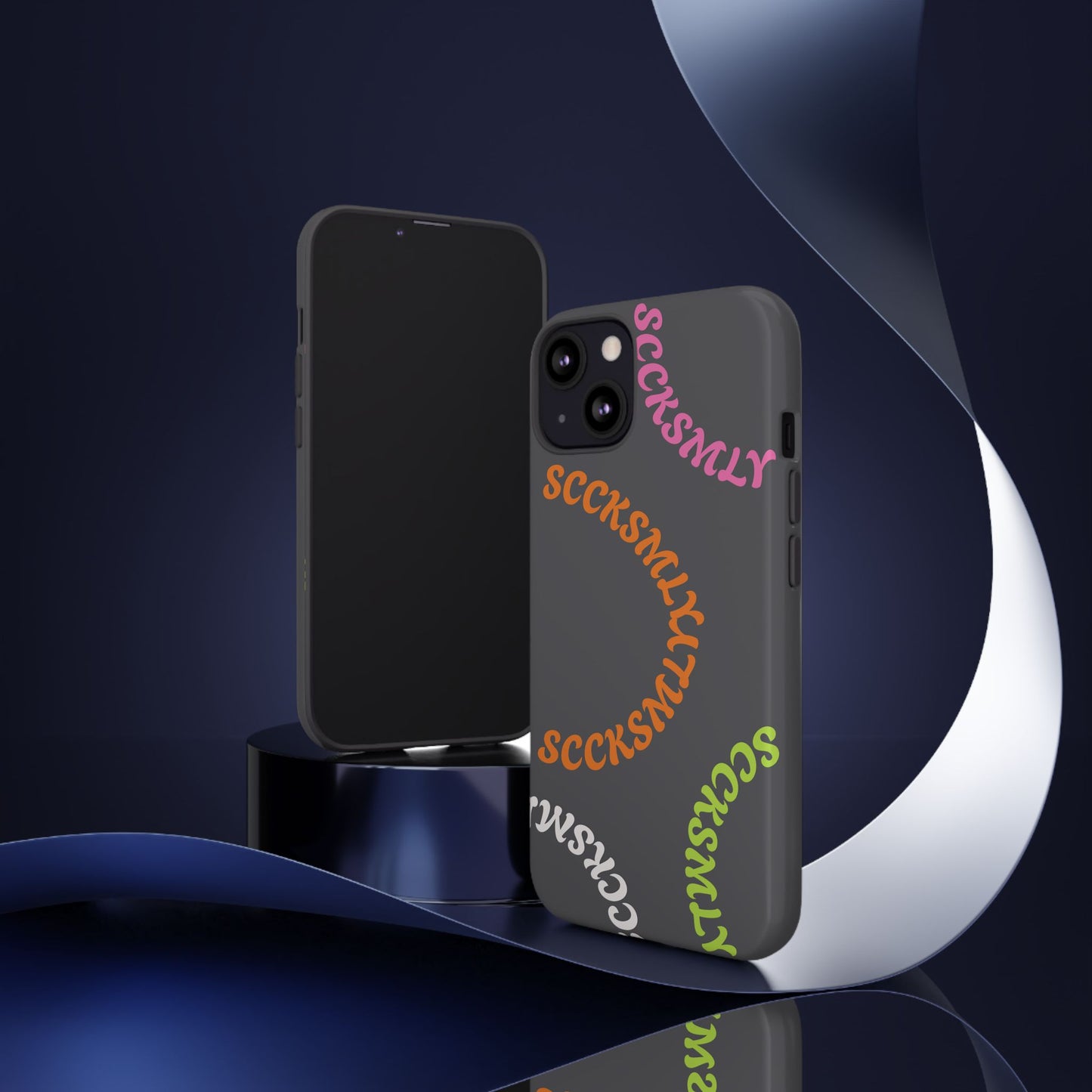 Y2K Wavy Script Tough Case for Apple- Gray