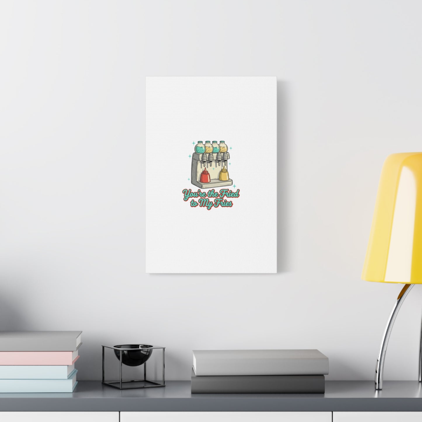 You’re the Fried to My Fries Canvas | Retro Diner Matchbook, Pantry Label Art