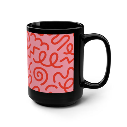 Mug Red Candy Swirls 15 oz — Black