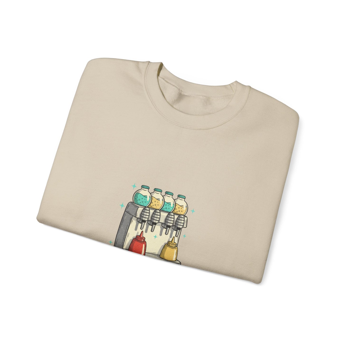 Soda Fountain Dispenser Sweatshirt | retro diner shirt, pantry label art