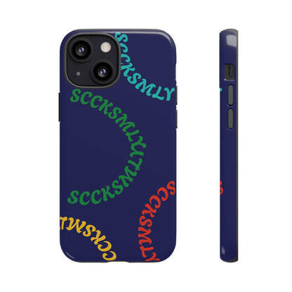 Y2K Wavy Script Tough Case for Apple- Navy Blue