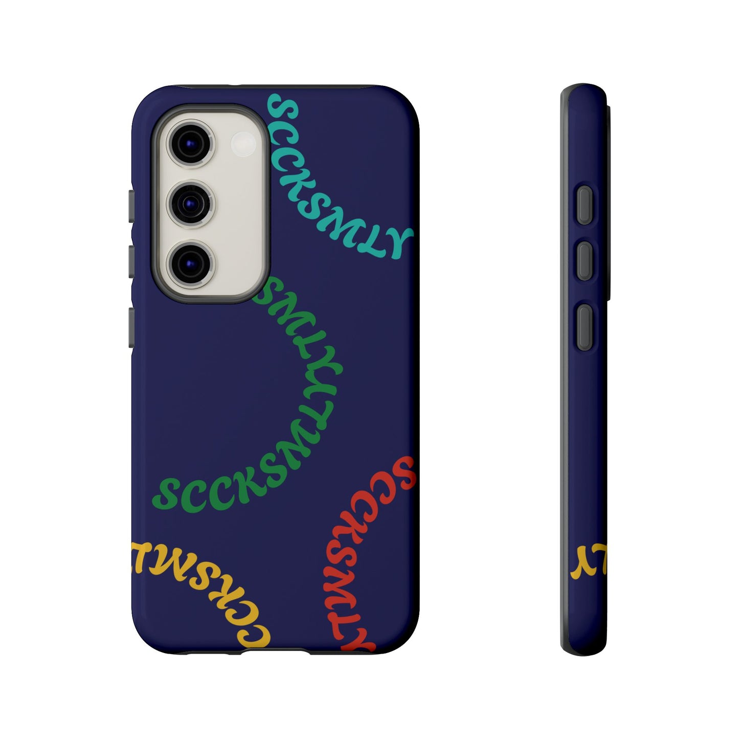 Y2K Wavy Script Tough Case for Samsung- Navy Blue