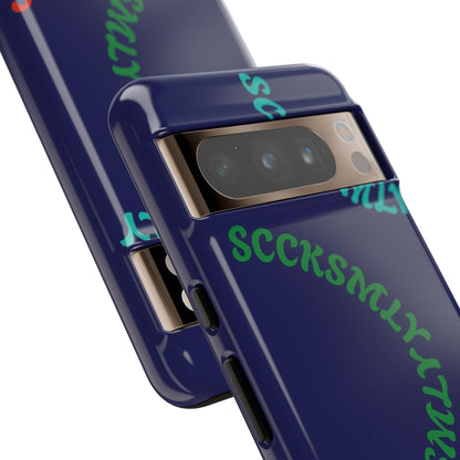 Y2K Wavy Script Tough Case for Google Pixel- Navy Blue