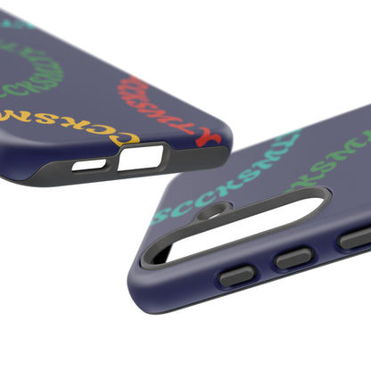 Y2K Wavy Script Tough Case for Samsung- Navy Blue