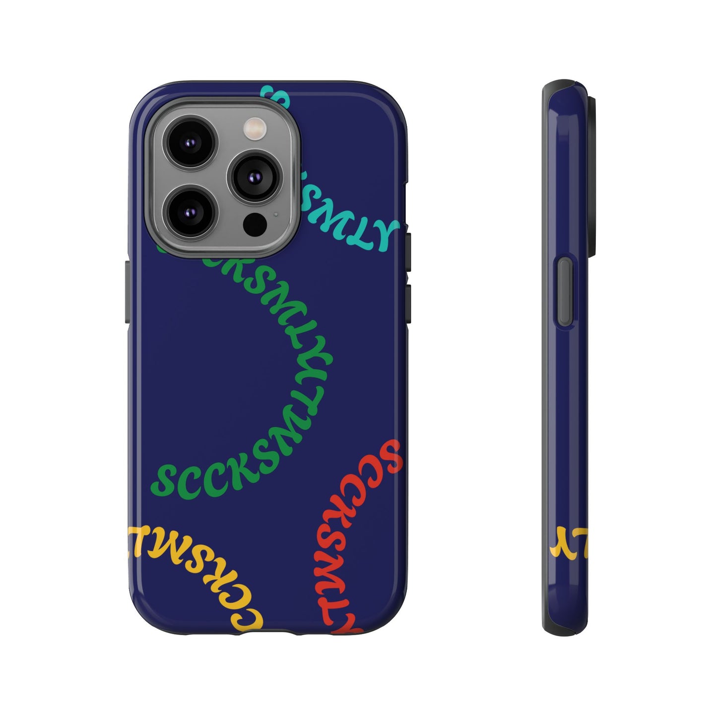 Y2K Wavy Script Tough Case for Apple- Navy Blue