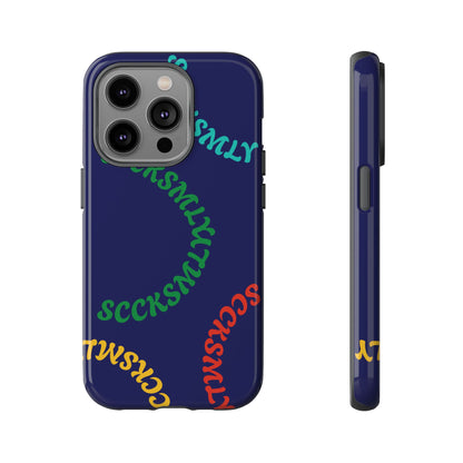 Y2K Wavy Script Tough Case for Apple- Navy Blue