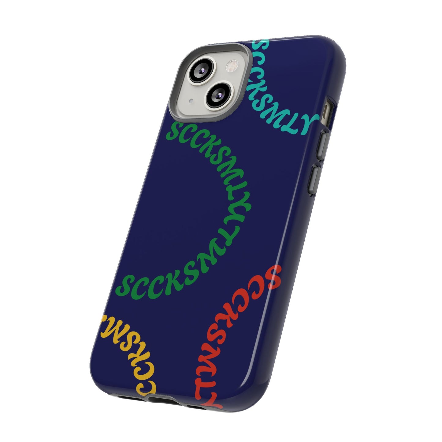 Y2K Wavy Script Tough Case for Apple- Navy Blue