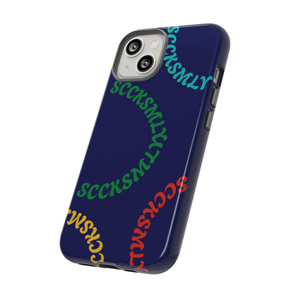 Y2K Wavy Script Tough Case for Apple- Navy Blue