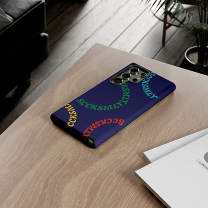 Y2K Wavy Script Tough Case for Samsung- Navy Blue