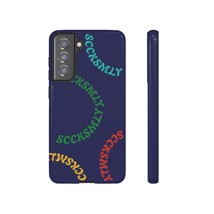 Y2K Wavy Script Tough Case for Samsung- Navy Blue