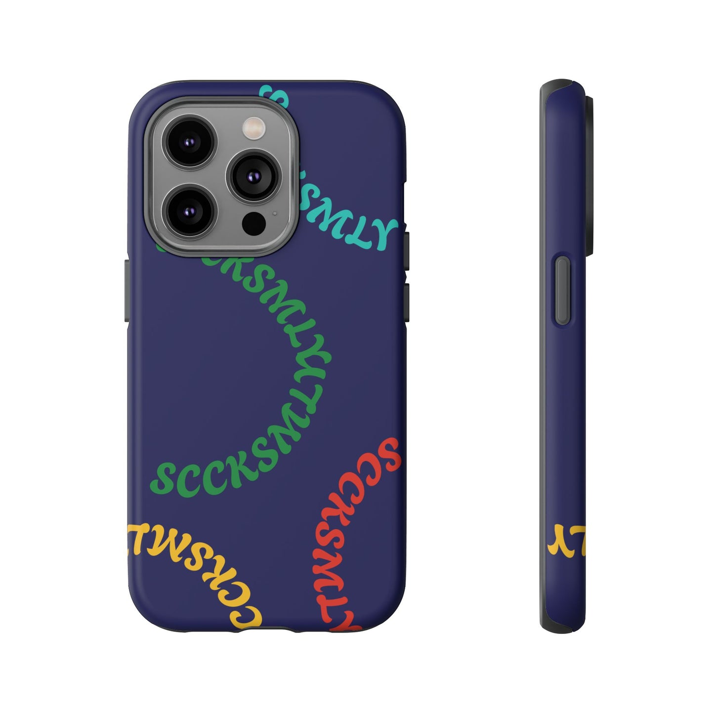 Y2K Wavy Script Tough Case for Apple- Navy Blue