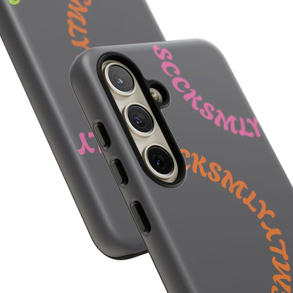 Y2K Wavy Script Tough Case for Samsung- Gray