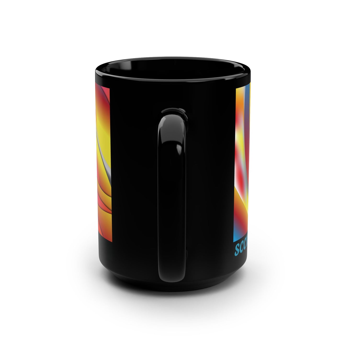 Mug Modern Retro Rainbow 15oz — Black