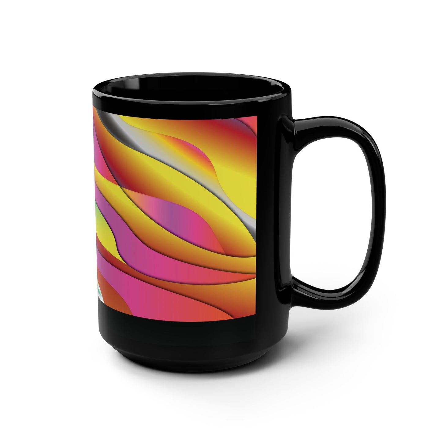 Mug Modern Retro Rainbow 15oz — Black