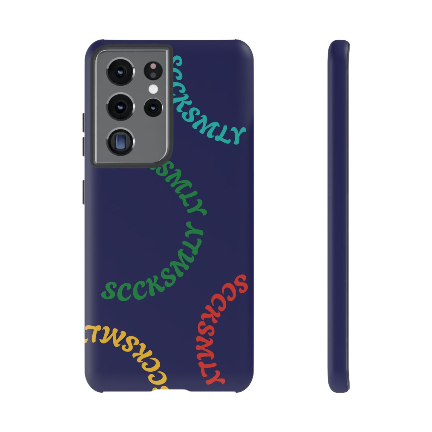 Y2K Wavy Script Tough Case for Samsung- Navy Blue