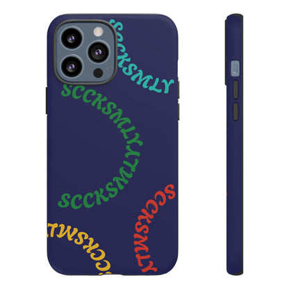 Y2K Wavy Script Tough Case for Apple- Navy Blue