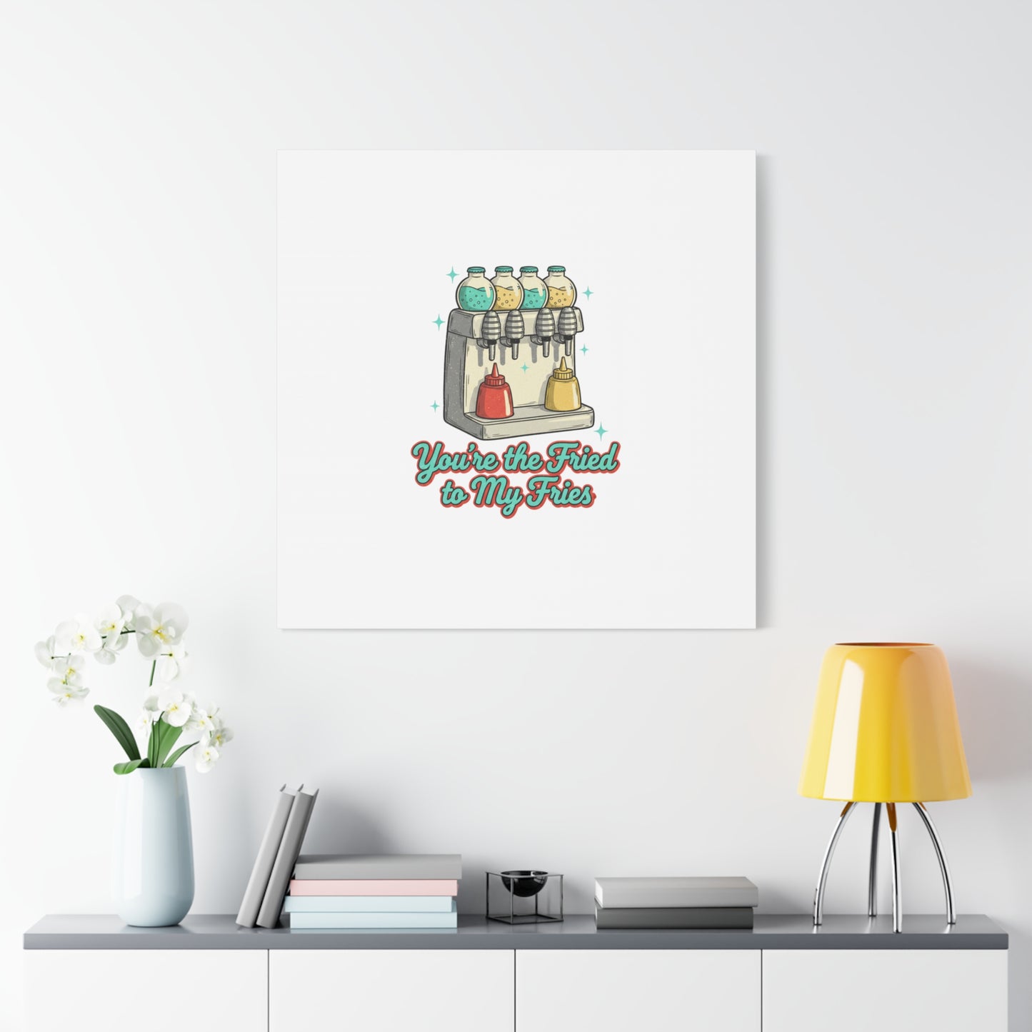 You’re the Fried to My Fries Canvas | Retro Diner Matchbook, Pantry Label Art