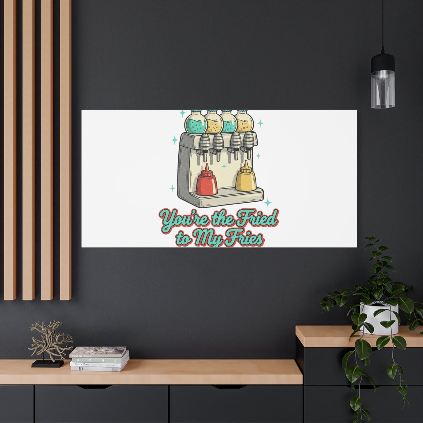 You’re the Fried to My Fries Canvas | Retro Diner Matchbook, Pantry Label Art