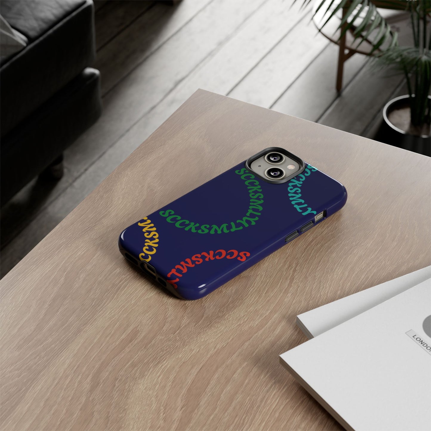 Y2K Wavy Script Tough Case for Apple- Navy Blue