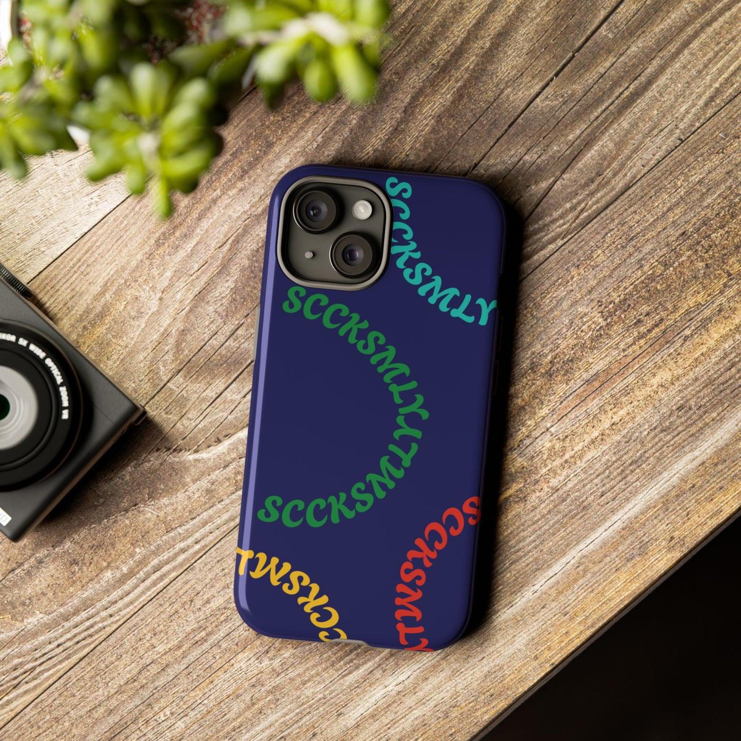 Y2K Wavy Script Tough Case for Apple- Navy Blue