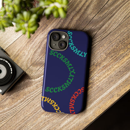 Y2K Wavy Script Tough Case for Apple- Navy Blue