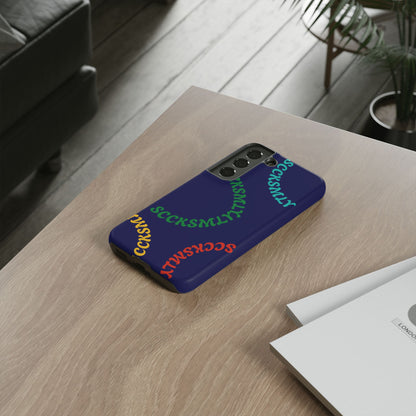 Y2K Wavy Script Tough Case for Samsung- Navy Blue