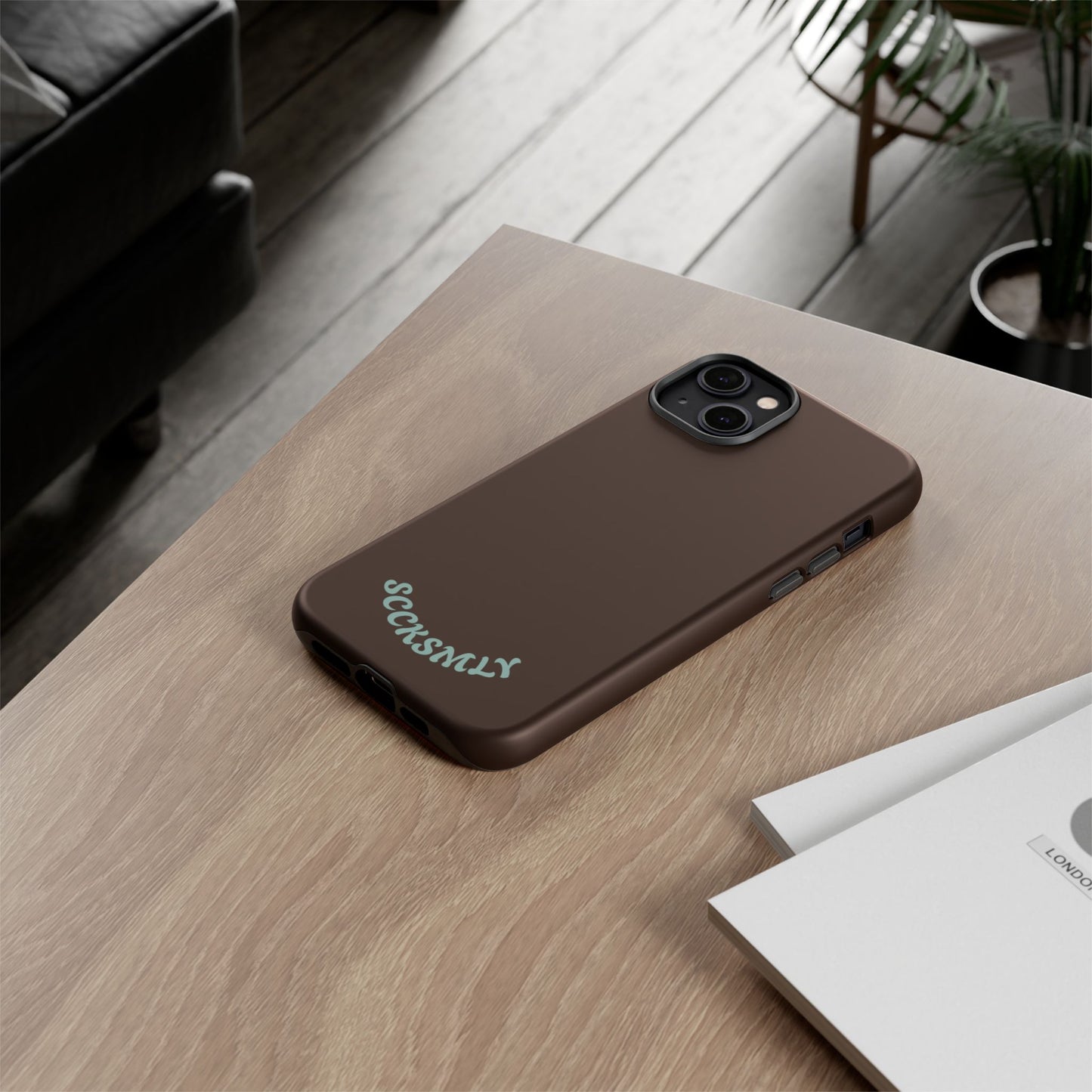 SOLID Espresso Mint Tough Phone Case for Apple