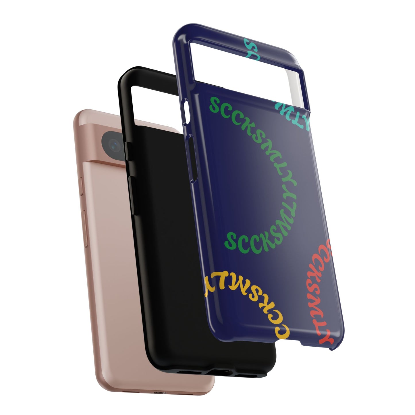 Y2K Wavy Script Tough Case for Google Pixel- Navy Blue