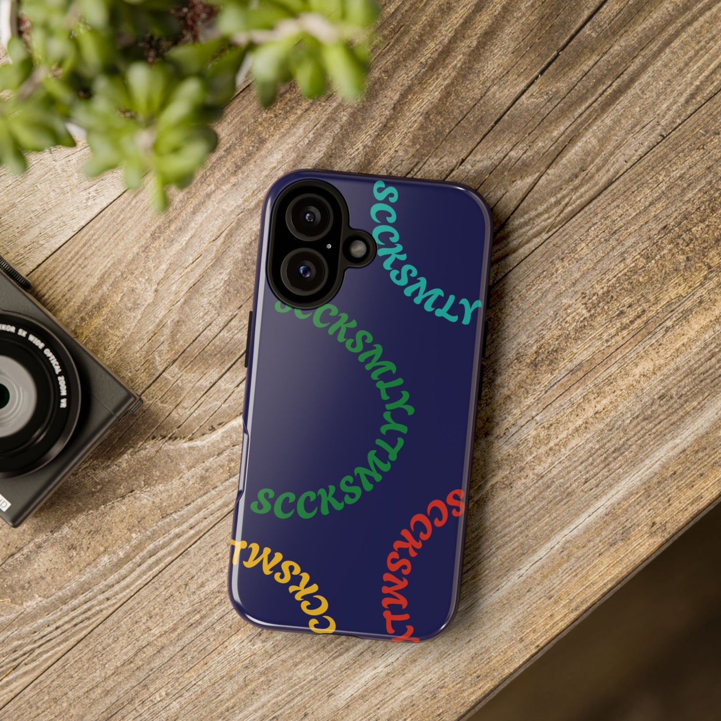 Y2K Wavy Script Tough Case for Apple- Navy Blue