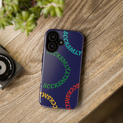 Y2K Wavy Script Tough Case for Apple- Navy Blue