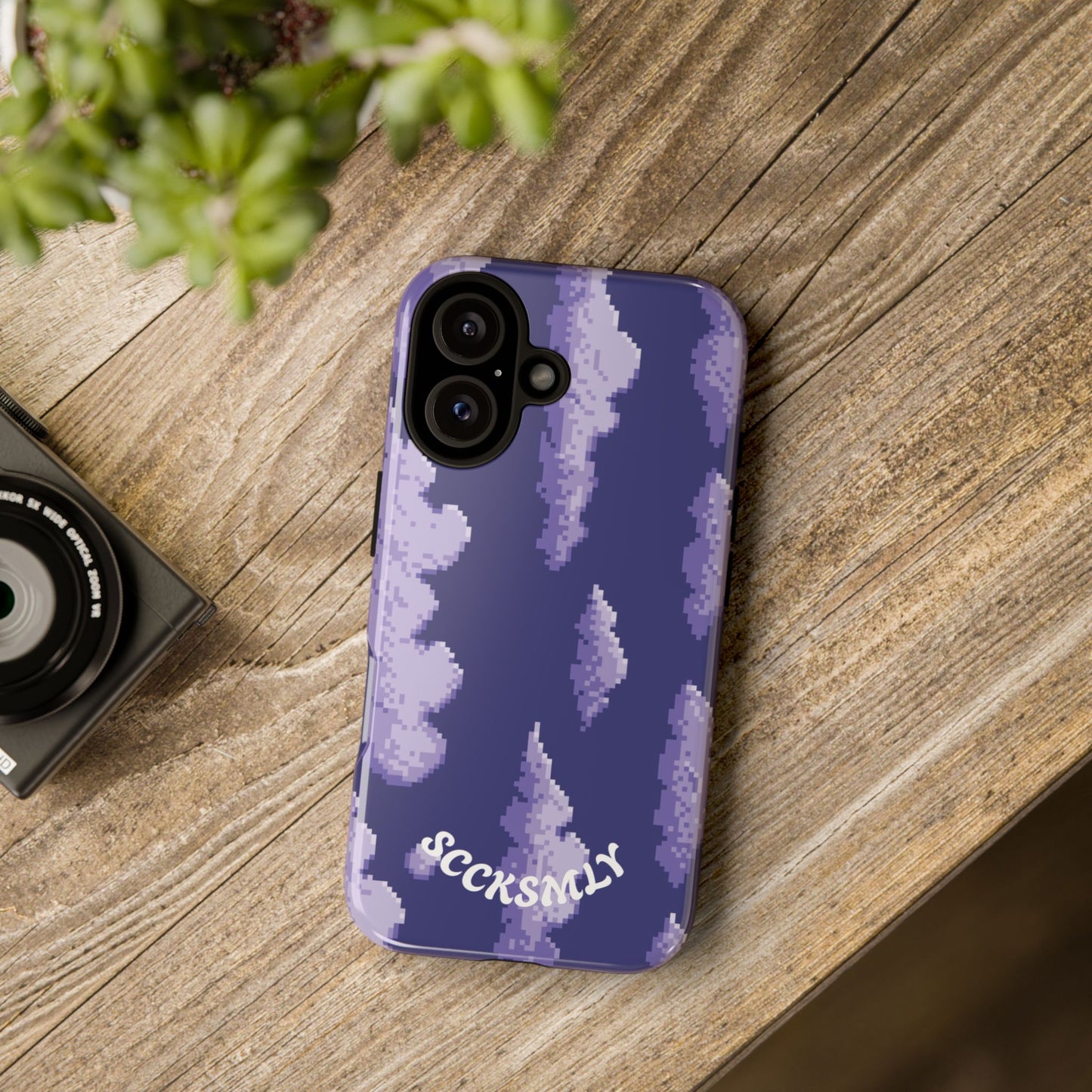 Lilac Pixel Cloud Tough Phone Case for Apple