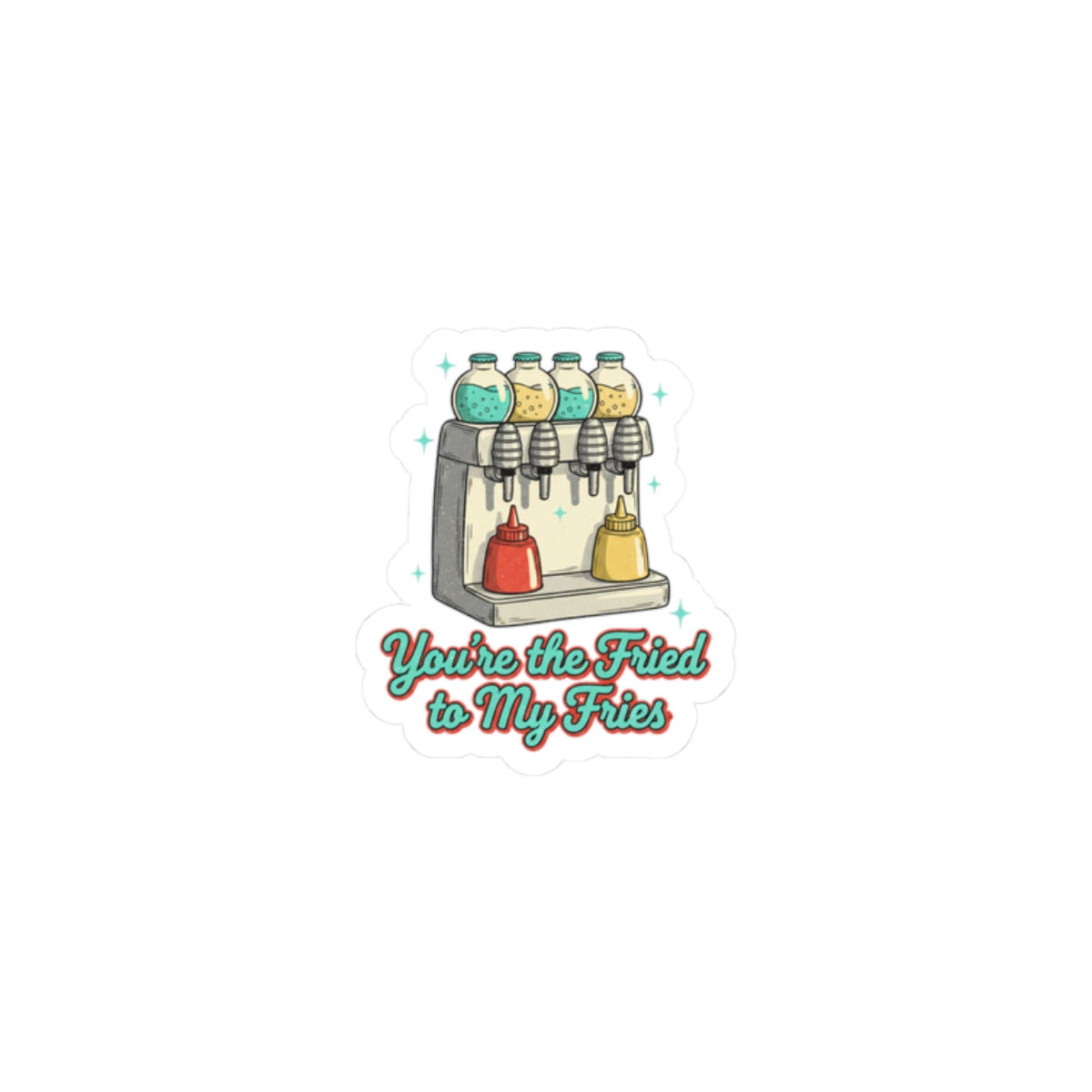 Retro Diner Condiment Dispenser Sticker | matchbook graphic, pantry label art