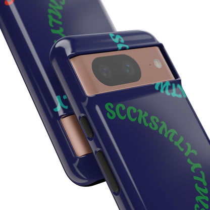 Y2K Wavy Script Tough Case for Google Pixel- Navy Blue