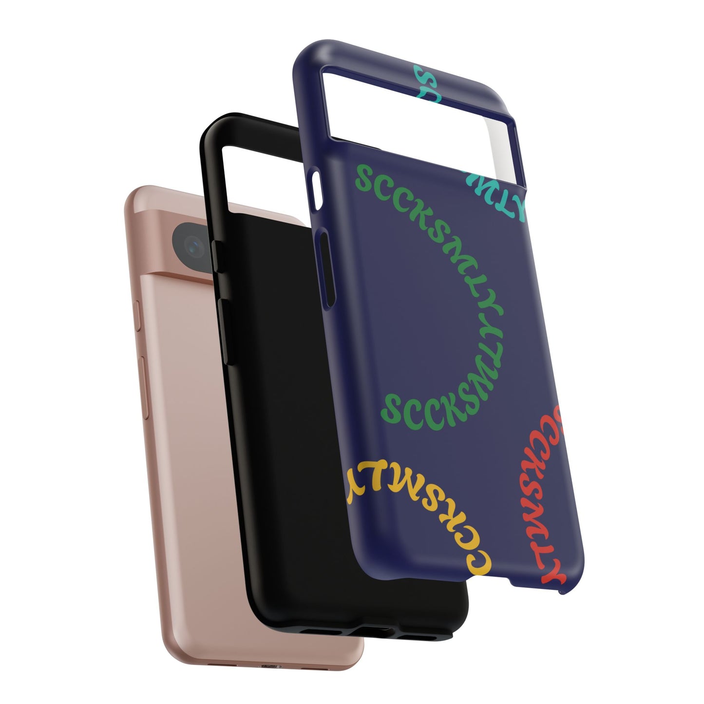Y2K Wavy Script Tough Case for Google Pixel- Navy Blue