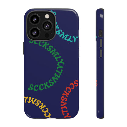 Y2K Wavy Script Tough Case for Apple- Navy Blue
