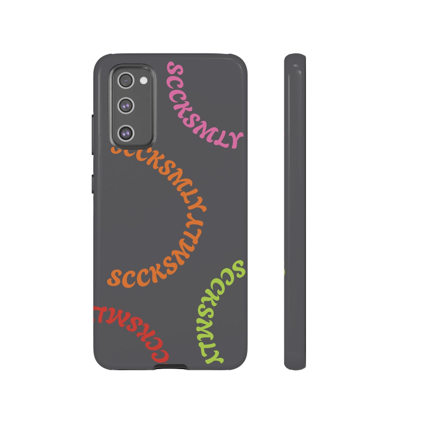 Y2K Wavy Script Tough Case for Samsung- Gray