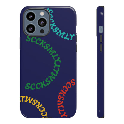 Y2K Wavy Script Tough Case for Apple- Navy Blue